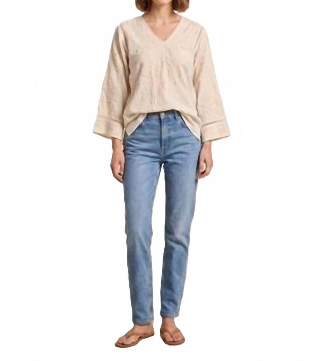 NEW JOHNNY WAS riveda tonal blouse in natural